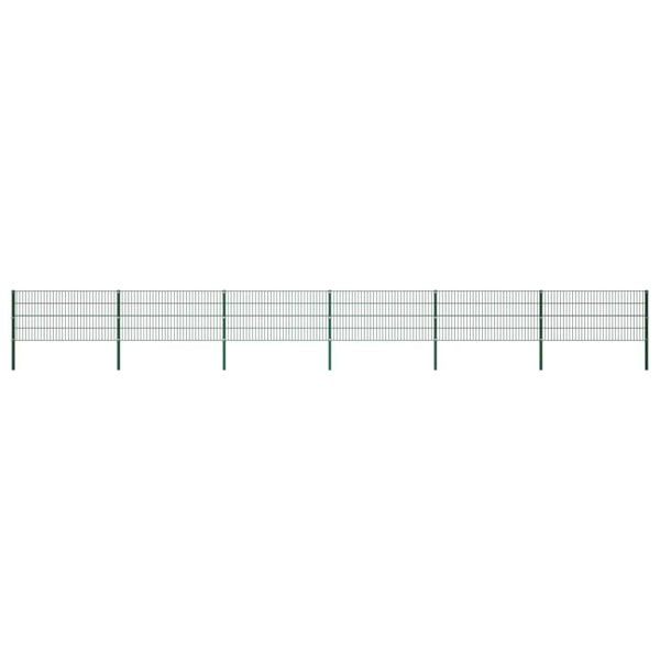 Berkfield Fence Panel with Posts Iron 10.2x0.8 m Green