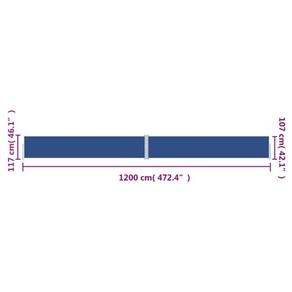Berkfield Retractable Side Awning Blue 117x1200 cm