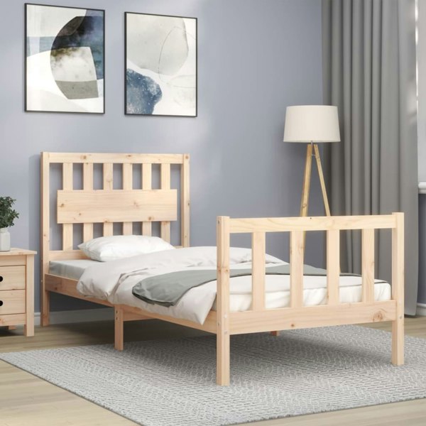 Berkfield Bed Frame with Headboard 90x200 cm Solid Wood
