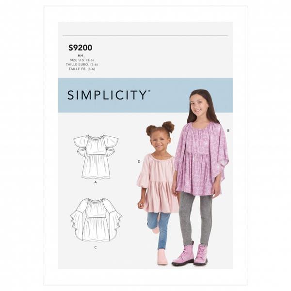 Simplicity Sewing Pattern 9200, Tops for Kids, HH (3-4-5-6) - Intermediate