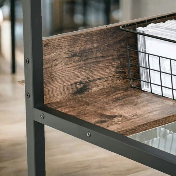 Rafaelo Mobilia Industrial Rustic 2 Tier Computer Desk