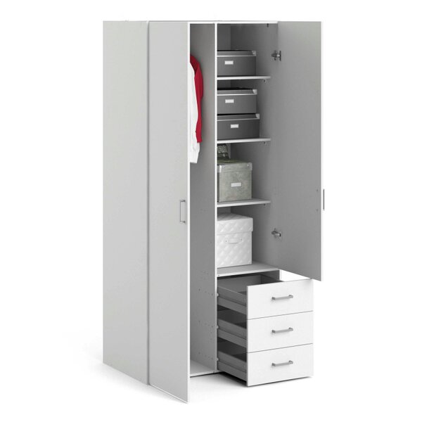 Wyld Haus Munich White Wooden 2 Doors 3 Drawers 4 Shelves