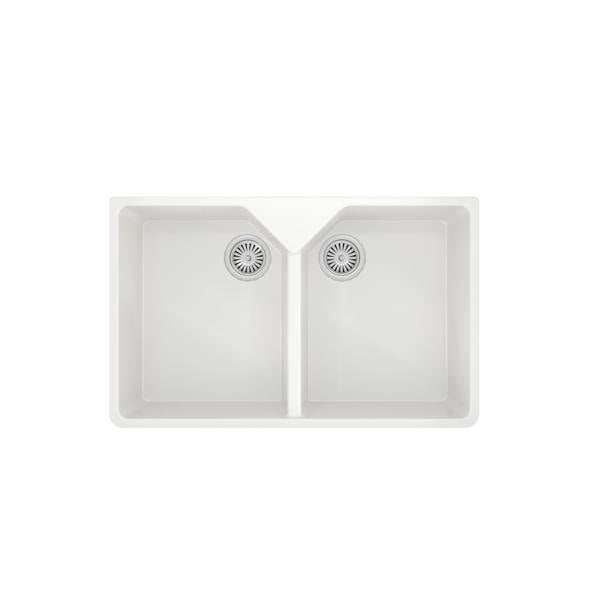Flode Dellen | 2.0 Bowl Comite Belfast Style Sink | Strainer Waste Supplied | 800mm x 500mm | Gloss White Finish