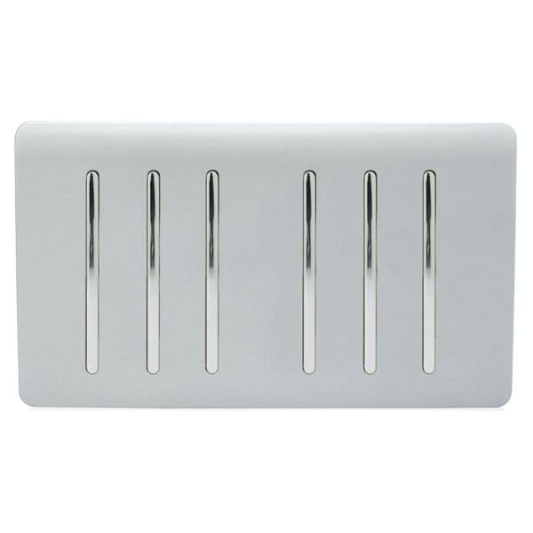 Trendi Switch 6 Gang 1 or 2 Way Light Switch in Platinum Silver