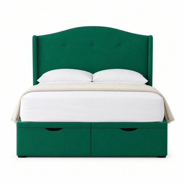 Great British Beds Cidra Divan Ottoman Bed - Green Plush