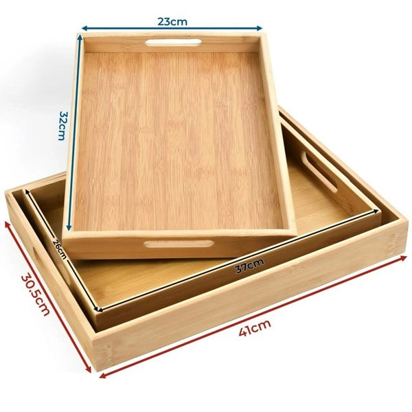 Maison des Cadeaux Bamboo 3-Piece Serving Tray Set