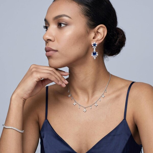 Uchi & Soto Hanabi Blue and Silver Stone Earrings