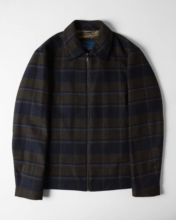 Steel & Jelly Malham - Check Wool Blend Harrington Jacket