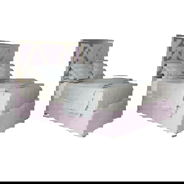 Casa Magna Alison Upholstered Soft Velvet Metal Bed Frame - Pink