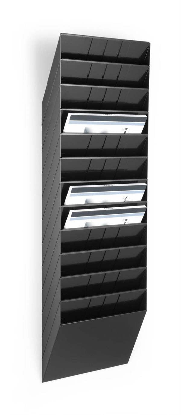 Durable FLEXIBOXX 12 Wall Mounted Literature Tray | A4 Landscape Holder | Black