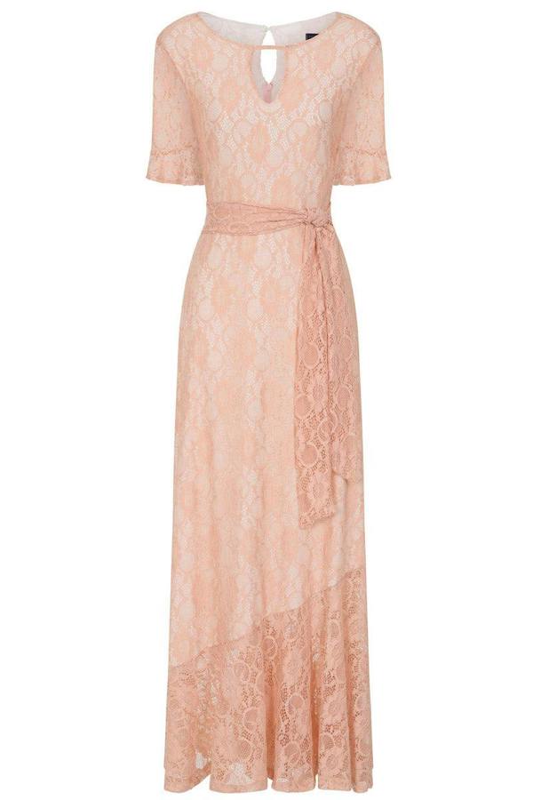 HotSquash Keyhole Lace Dress with Asymmetric Hem
