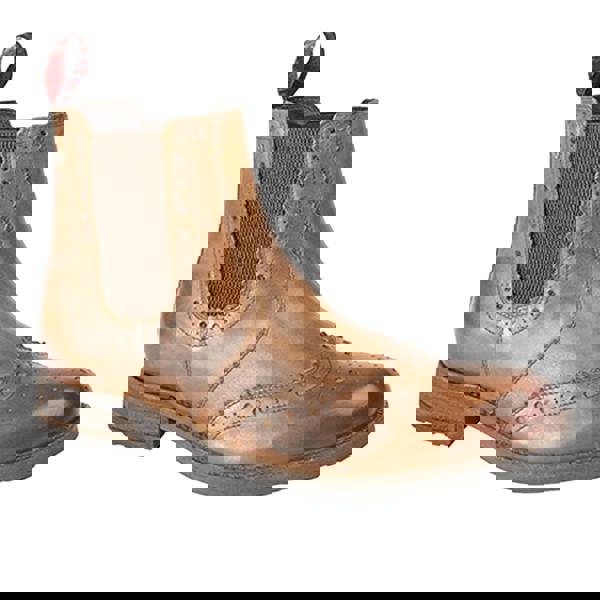 Roamers Mens Softie Leather Twin Gusset Brogue Ankle Boots - Tan