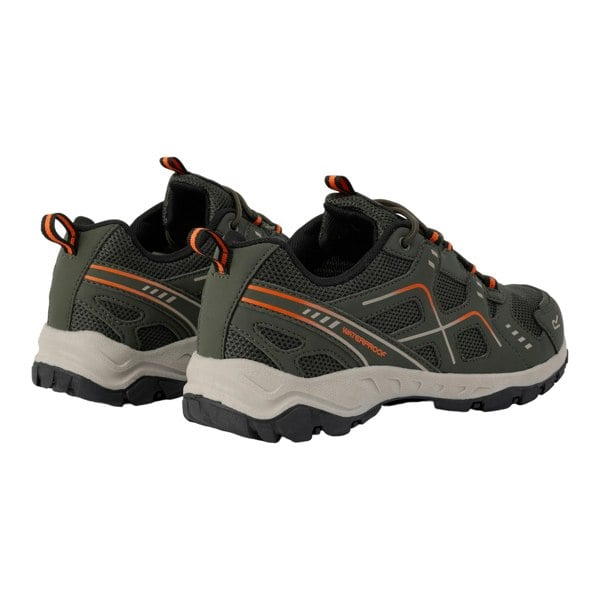 Regatta Mens Vendeavour Waterproof Walking Shoes - Dark Khaki/Blaze Orange