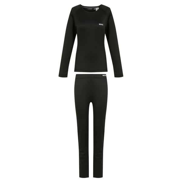 Regatta Womens/Ladies Plain Thermal Base Layer Set - Black
