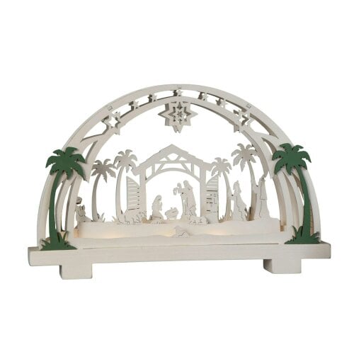 Samuel Alexander 20cm Battery Operated Warm White LED Wooden Arch Nativity Scene Christmas Decoration