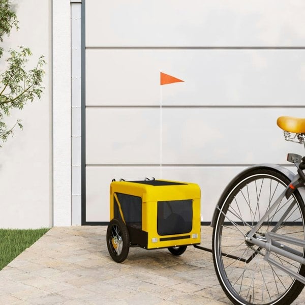 Berkfield Dog Bike Trailer Yellow and Black Oxford Fabric&Iron