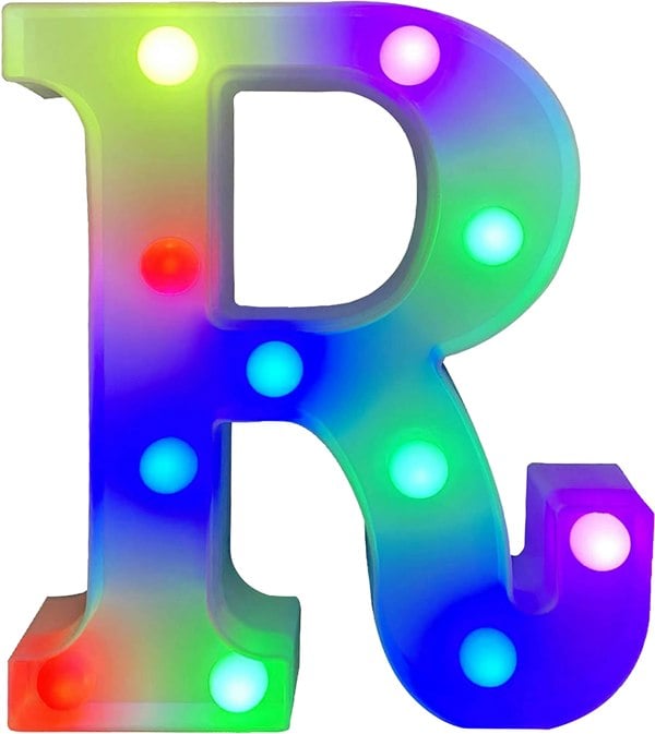 St Helens Battery Operated RGB Letter   With Remote Control Letter R