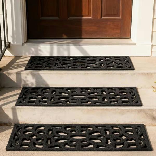 Nicoman Victorian Style Eco-Friendly Rubber Step Mat - Black - Indoor/Outdoor