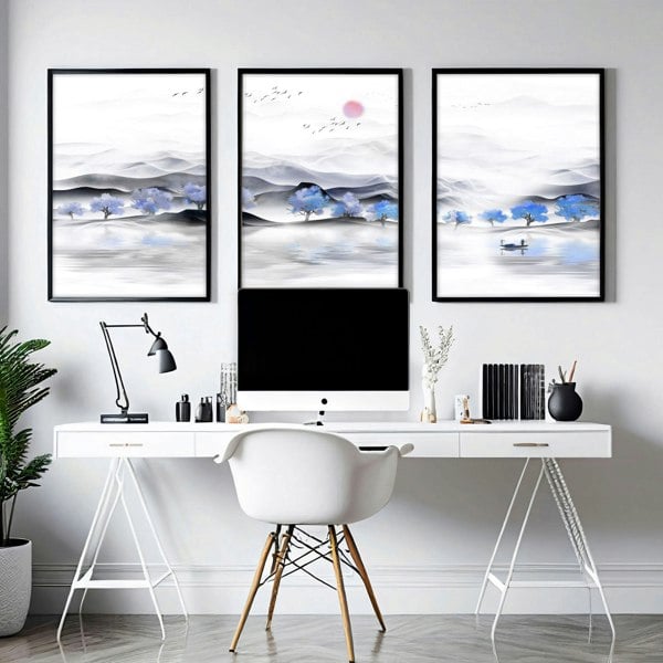 Office wall decorations | set of 3 framed wall art prints