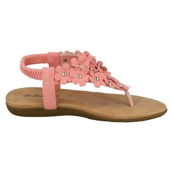 Spot On Girls Spot On Flat Flower Trim Toepost Sandals
