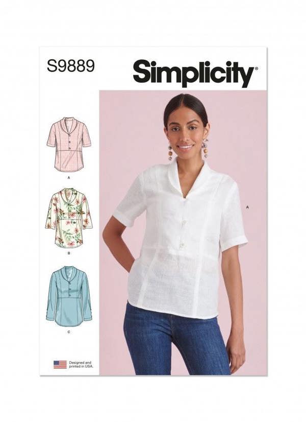 Simplicity Sewing Pattern 9889, Tops for Women, D5 (4-6-8-10-12) - Intermediate