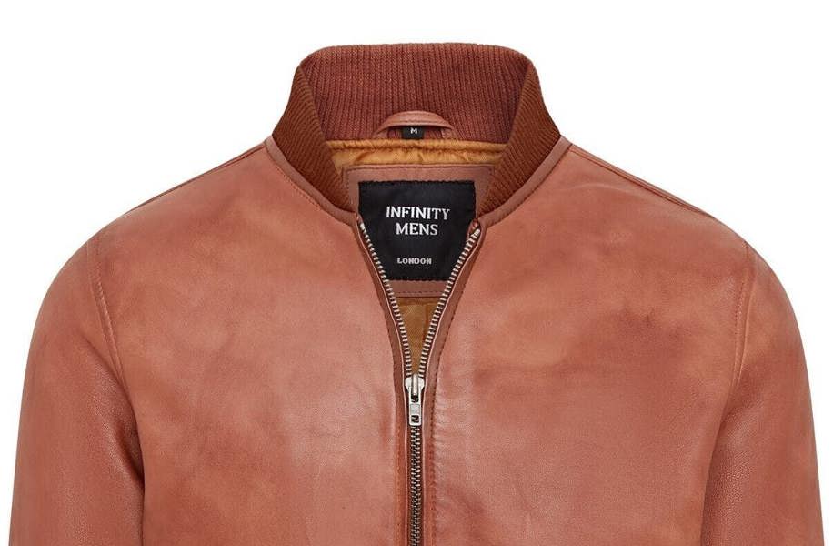 Infinity Leather Mens Soft Leather MA-1 Varsity Bomber Jacket
