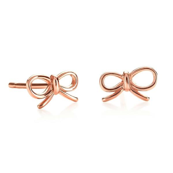 namana Dainty Rose Gold Bow Stud Earrings for Women