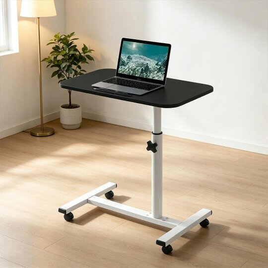 Havendro Height Adjustable Mobile Over Bed Table Hospital Overbed Aid Chair Laptop Tray