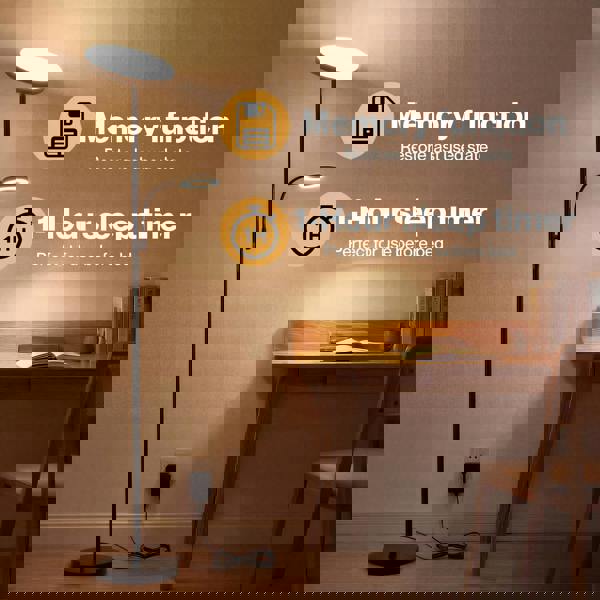 Emitto Mother & Child Floor Lamp Uplighter Adjustable Reading Light with Remote