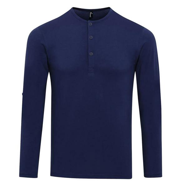 Premier Mens Long John Roll Sleeve Tee - Indigo