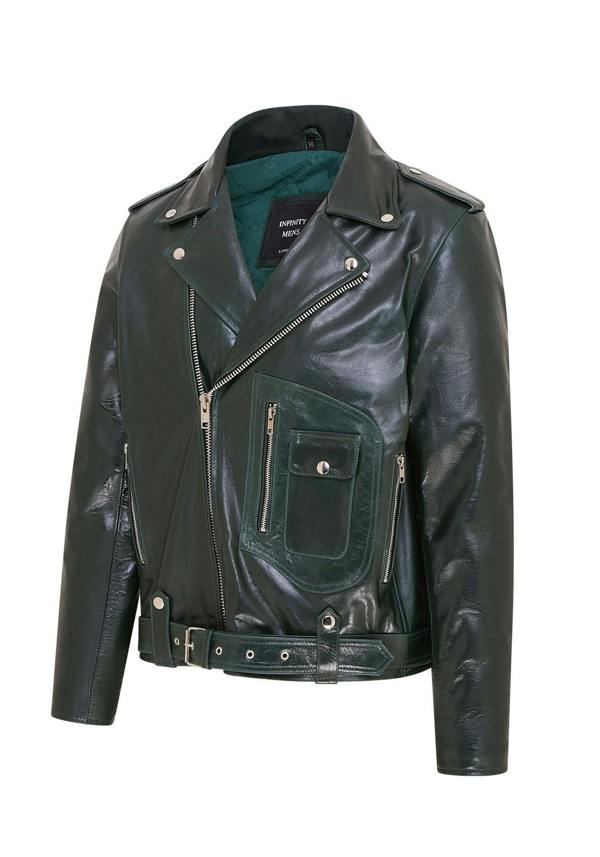 Infinity Leather Mens Cow-Hide Biker Brando Jacket - Pargas