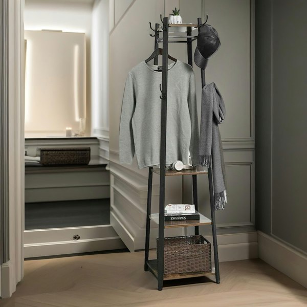 Rafaelo Mobilia Industrial Coat Stand With 2 Shelves