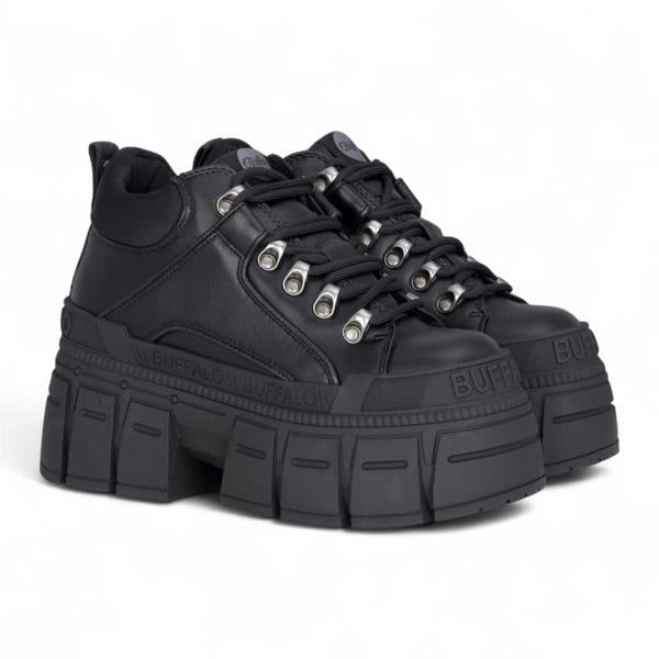 Buffalo Womens Chunky Platform Black Gothic Ankle Boots - Gospher Hike-Lo