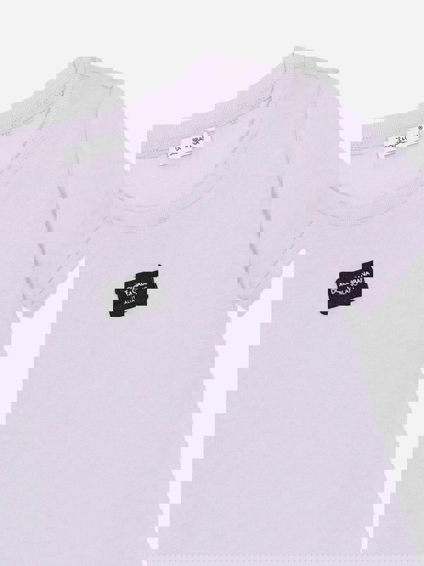 Dolce & Gabbana Kids Dolce & Gabbana Girls Logo Label T-Shirt in Purple