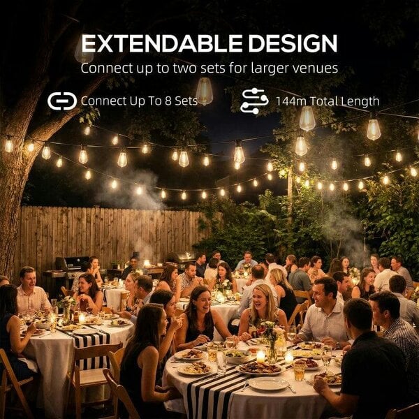 Bobobiy Curtain Lights Connectable Fairy Curtain Lights Plug-in IP44 Waterproof/18 m/Warm White