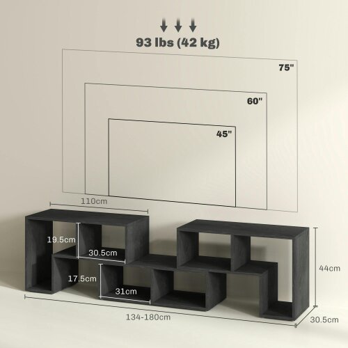 Wyld Haus Tota 134cm Black Wood Effect 3 Block Modular TV Stand