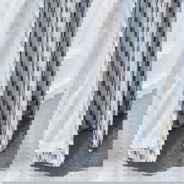 Catherine Lansfield Logan Stripe Lined Eyelet Curtains Blue