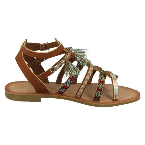 Savannah Ladies Savannah Flat Strappy Beaded Sandals