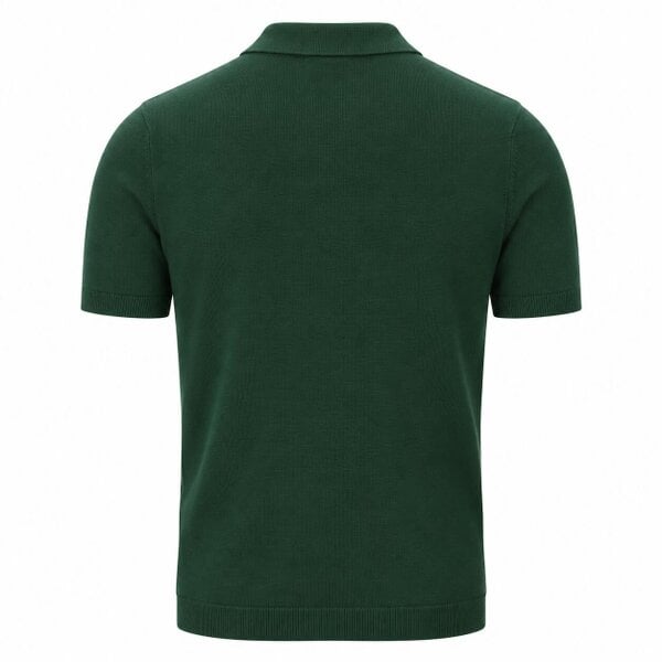 Fila Lazar Knitted Colour Block Zip Polo Shirt Pine Needle/Black/Gardenia