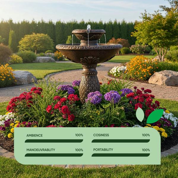 Gardenwize Solar Bird Bath – Imperial Bird Bath Fountain with LED Lights & Battery Backup