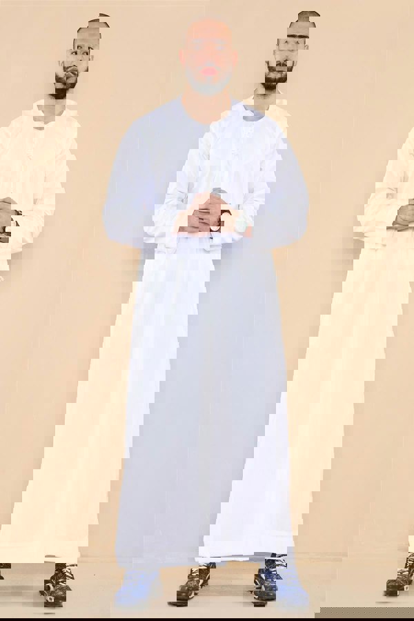 Thobez Men's Thobe Jubba Islamic Clothing Muslim Kaftan Emirati Omani Robe Arab Tassel