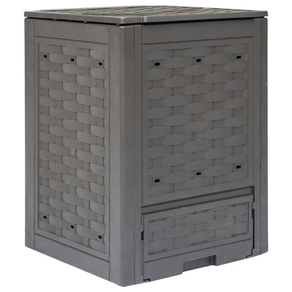Berkfield Garden Composter Brown 60x60x83 cm 300 L Plastic Rattan