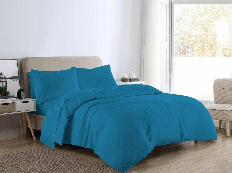 Night Zone Flannelette Duvet Cover Set – 100% Brushed Cotton Warm Bedding with Pillowcases - Teal
