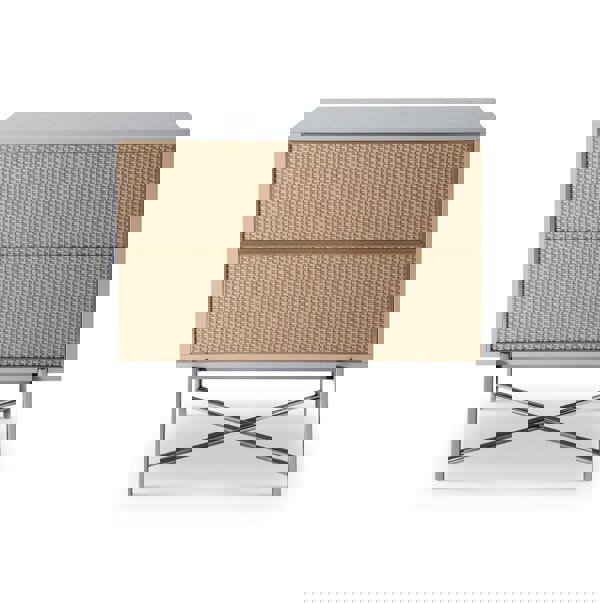 White, Chrome and Rattan Bedside Chest by Gillmore