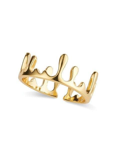 18K Gold Dainty Drip Crown Band Ring - Rings - Elk & Bloom