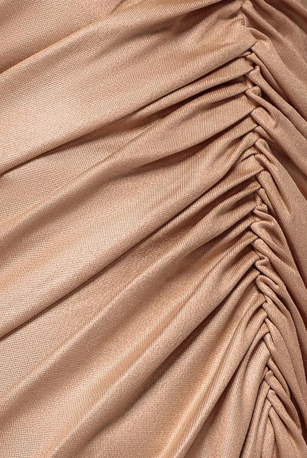 Bandeau Faux Leather Midi Dress - Beige DR3727
