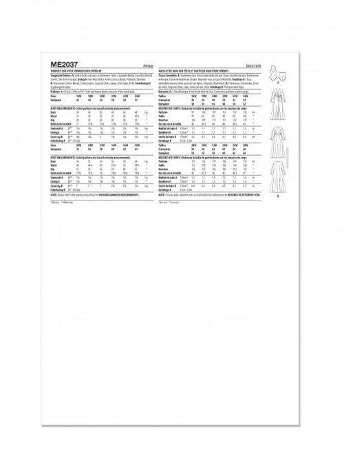 Know Me Sewing Pattern 2037, Swimwear, Dresses for Women, FG (16W-18W-20W-22W-24W-26W) - Intermediate