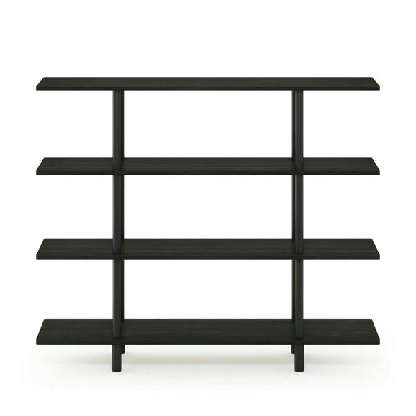 WALPLUS Compact Turn-N-Tube 4-Tier Wide Display Shelf, Espresso/Black for Home Office