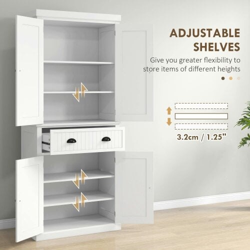 Wyld Haus Ellu Soso Wooden White Kitchen Storage Cabinet With Drawer And Adjustable Shelves