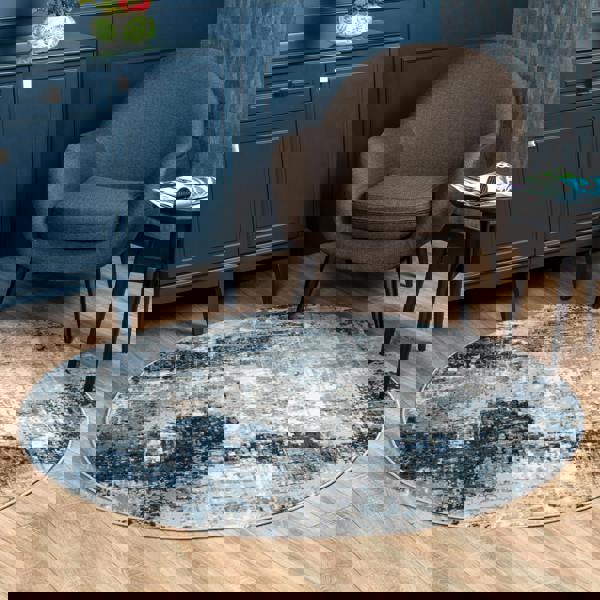 Livabliss Jolie-Abstract Blue Grey Beige Black Modern Marble Rug